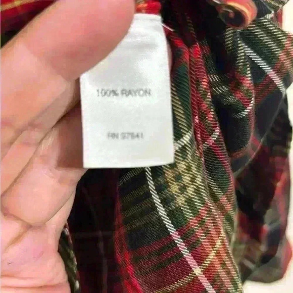 J.Jill Womens MP Long Sleeve Button Down Plaid Tunic Hunter Green Red - Picture 6 of 8